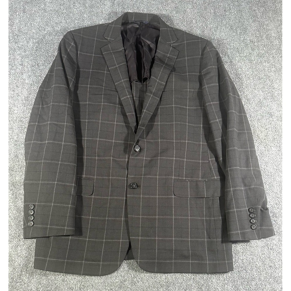 Brooks Brothers Fitzgerald Brookscool Men Grey Plaid Blazer 42R Half Lined Wool